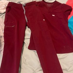 FIGS scrubs burgundy set